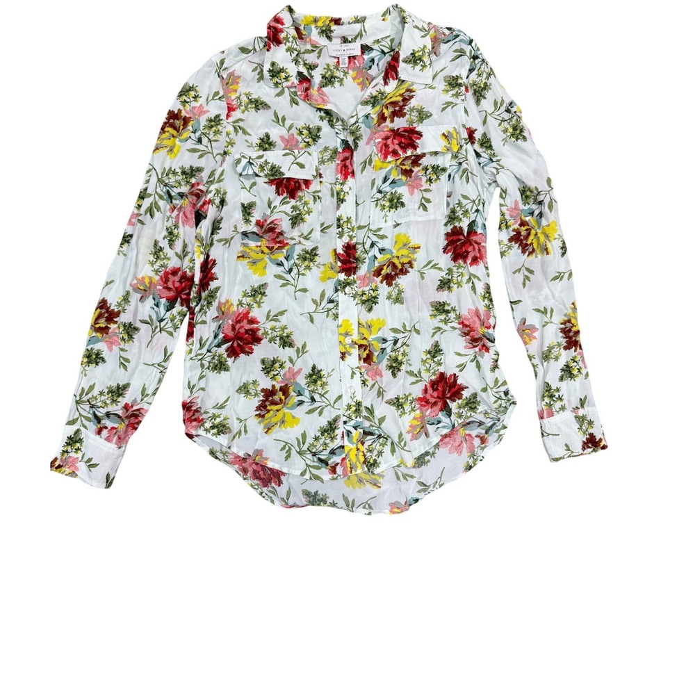 Lucky‎ Brand Women's Floral Print Long Sleeve Button Down Shirt Size S/P
